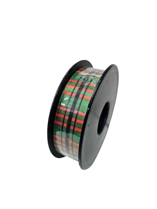 2 Cm (20 Mt.) Çizgili Ekose Saten Kurdele