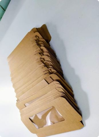 8x17x2 cm Pencereli Kraft Karton Asetat Kutu 20 li
