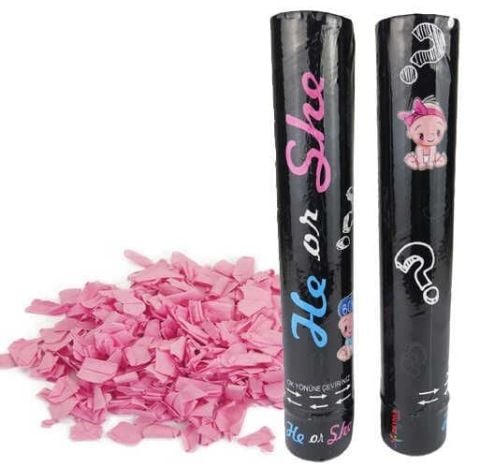 KONFETİ CİNSİYET PEMBE METAL TÜP 30CM PK:1 KL:100