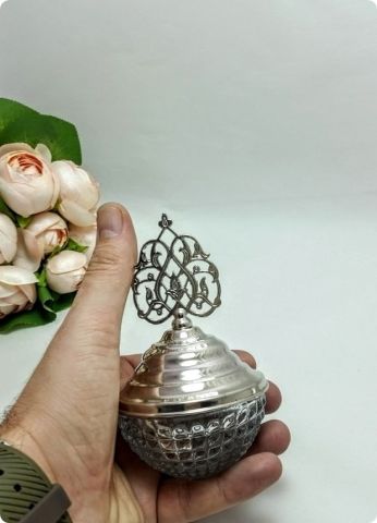 20 Adet Metal Kubbe ve Tepelikli Kristalize Cam Kase-Lokumluk