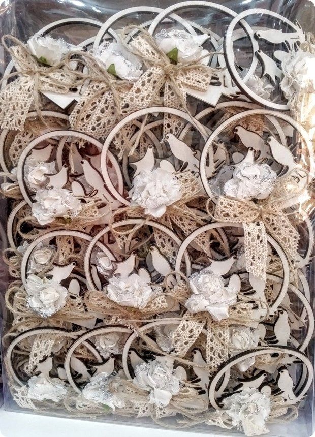 Ahşap Kuşlu Süslü  Magnet (Söz, Nişan, Nikah, Şekeri)