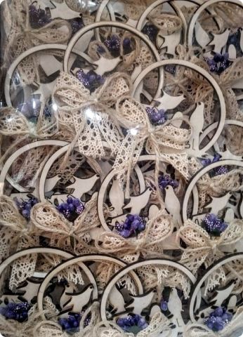Ahşap Kuşlu Süslü  Magnet (Söz, Nişan, Nikah, Şekeri)