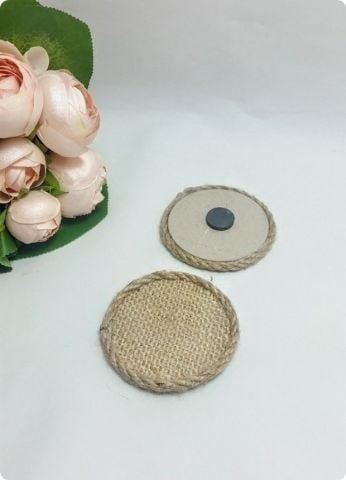 100 Lü Çuval Yuvarlak Jüt Magnet / Boş  (Söz, Nişan, Nikah, Şekeri)