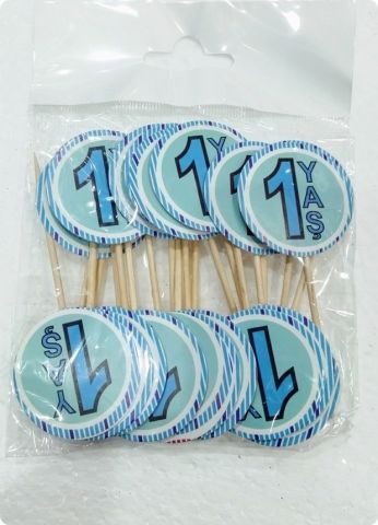 20 li  1 Yaş Süsleme Kürdanı (Cupcake - muffin -kek dekoratif kürdan)