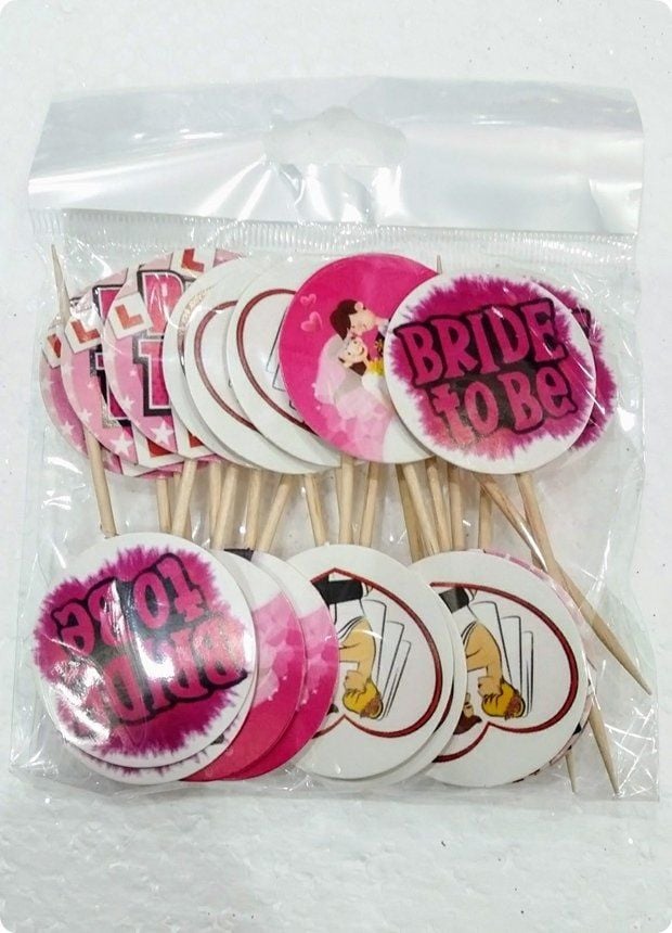 20 li Bride To Be Süsleme Kürdanı (Cupcake - Muffin -kek dekoratif kürdan)