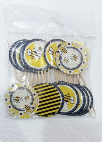 20 li Arı Maya Süsleme Kürdanı (Cupcake - Muffin -kek dekoratif kürdan)