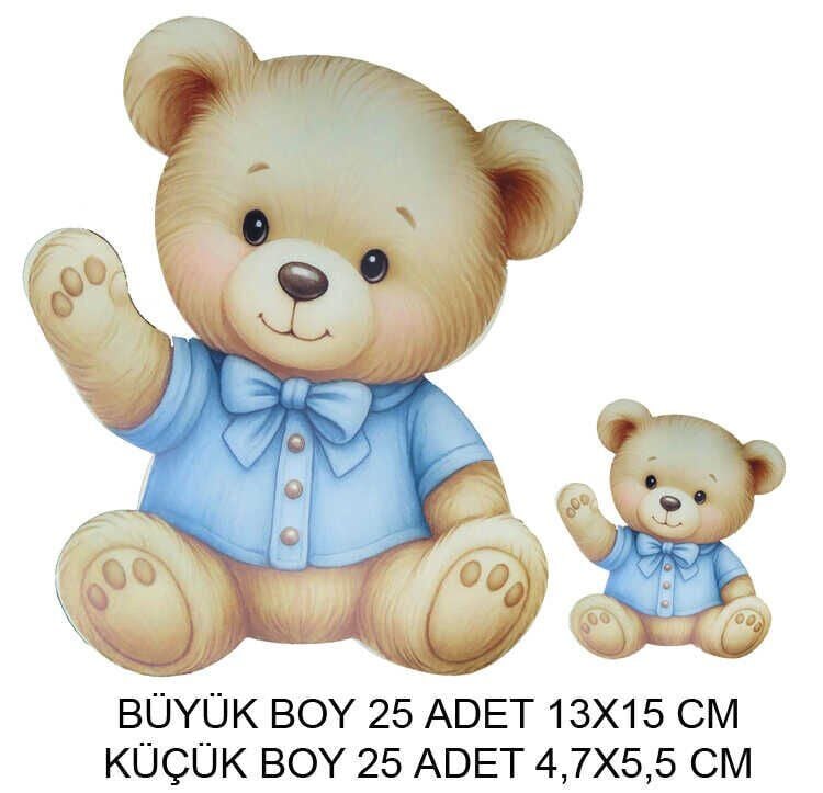 DEKORATİF SÜS İKİ BOY RETRO AYICIK SET:25 ADET