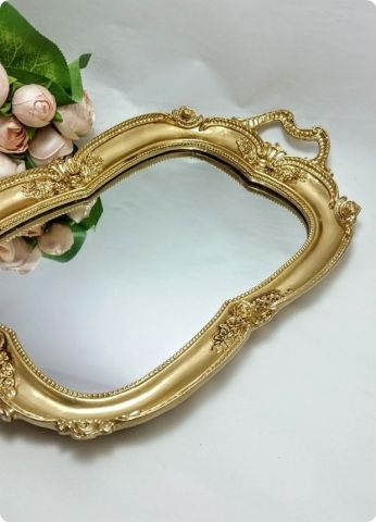 Oval Gül Desenli Aynalı Yüzük,Söz,Nişan,Nikah Tepsisi
