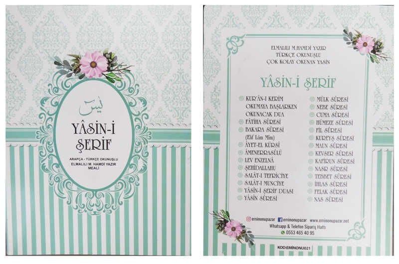 YASİN KİTAP 64 SAYFA 12X16 CM MİNT SU YEŞİLi