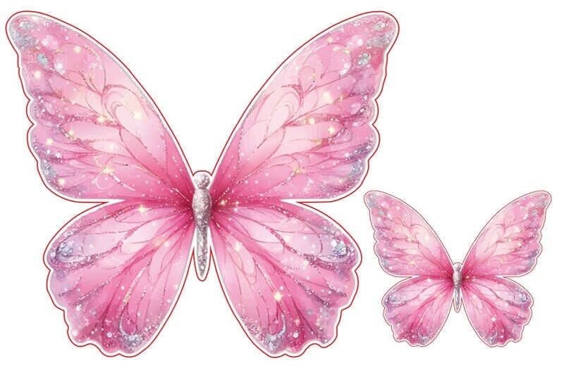 DEKORATİF SÜS İKİ BOY KELEBEK PEMBE SET:25 ADET