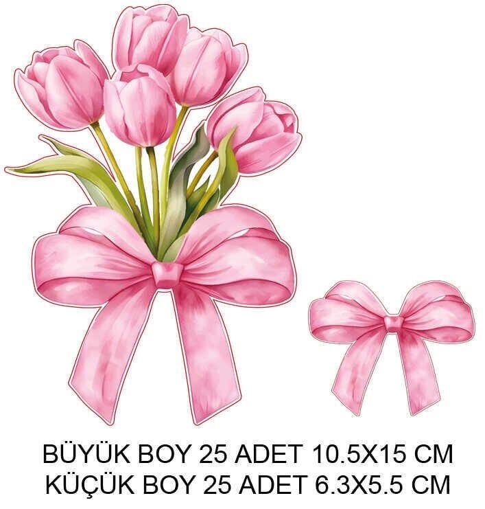DEKORATİF SÜS İKİ BOY LALE FİYONK PEMBE SET:25ADET