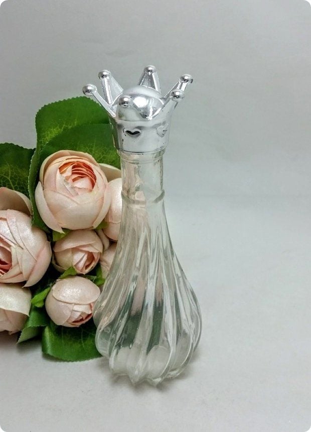 20 li Metalize Taç Kapaklı Burgu İksir Cam Şişe Nikah Şekeri