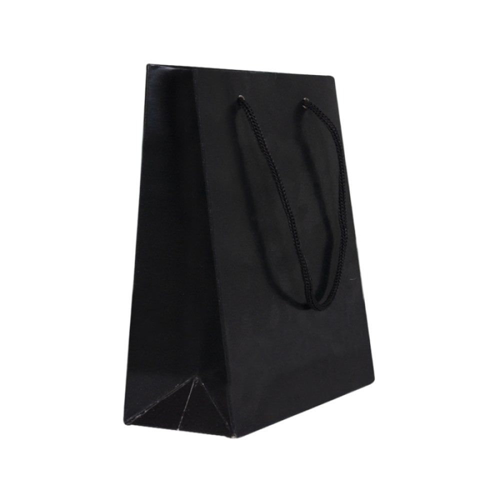 25 Li 20x25 Cm Düz Siyah Körüklü Karton Çanta / Poşet