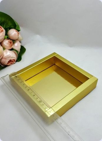 12,5x12,5 Cm Altı Karton, Üstü Asetat/Şeffaf Kapaklı Kare Kutu 30 Lu