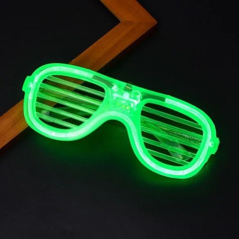 Yeşil LED Işıklı Parti Gözlüğü – Neon Glow Şerit Gözlük 3 Modlu