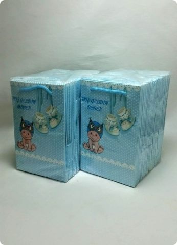 25 Li 11x17 Cm Toptan Patikli Bebekli Karton Çanta