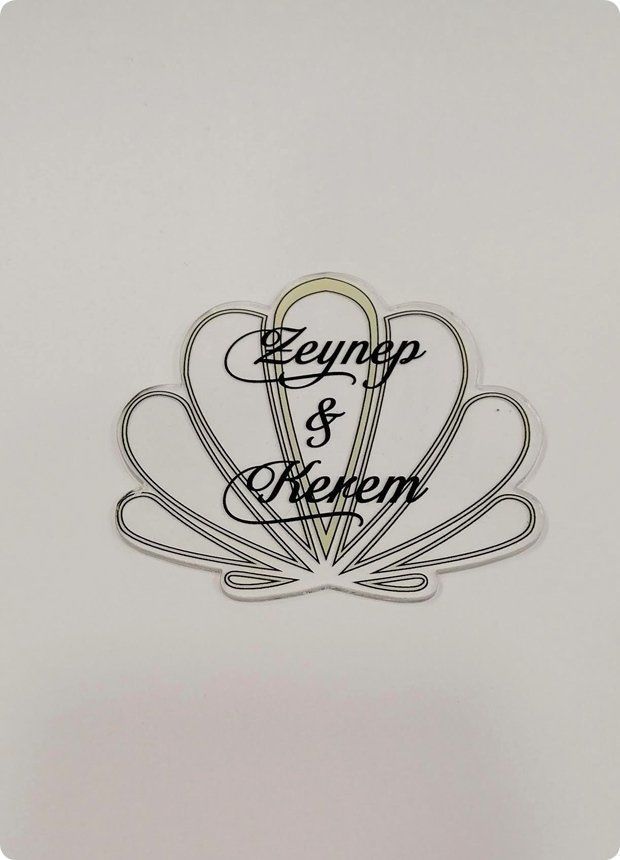 İstiridye Şeffaf Pleksi Uv Nikah Süsü (7*8cm)