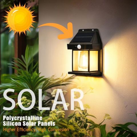 Güneş Enerjili Solar Duvar Lambası Rustik Ampul-Gün Işığı MZ-800