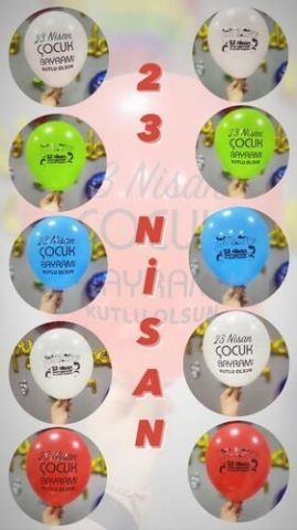 100 Lü 12 İnç 23 Nisan Balon Şeffaf Poşet