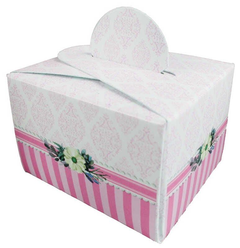 25 Lİ LOKUMLUK KARTON KUTU ÇİZGİLİ PEMBE