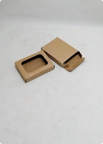 6,5x5x1 cm Pencereli Mini Kraft Karton Asetat Kutu 20 li