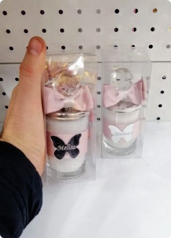 20 li Süslü Pleksili Kelebek Top Tepelikli Küçük Boy Bardak Mum