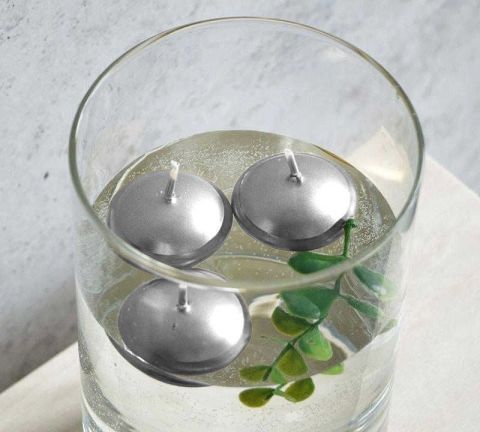 9 LU MUM TEALIGHT YÜZEN MUM GÜMÜŞ