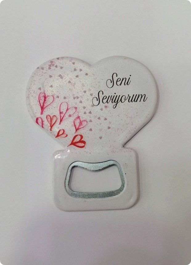 Uv Baskılı Kalp Şeklinde Magnet  Açacak