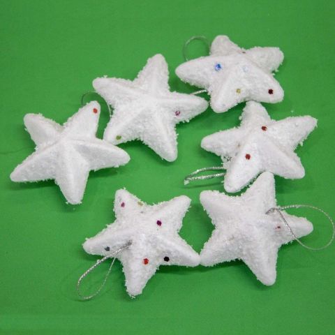 6 lı Strafor Karlı Yıldız Ağaç Süsü (6cm)