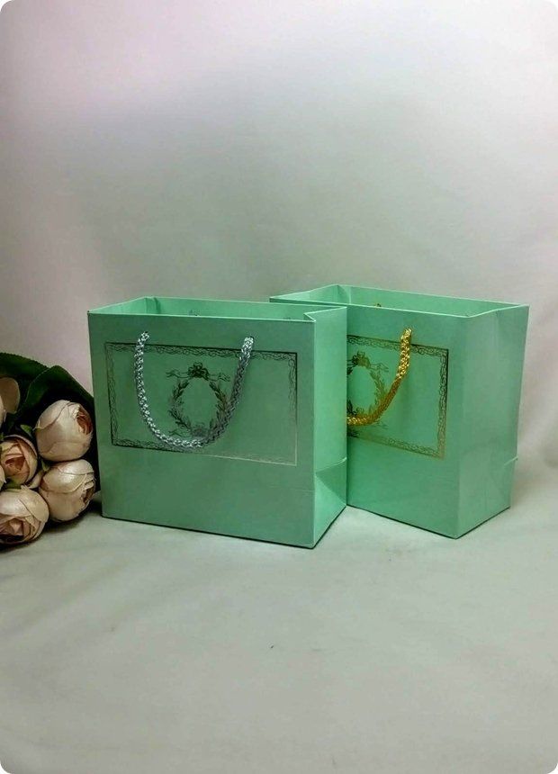 10 Lu (18x16 Cm) Körüklü,Baskılı, İpli, Karton Çanta, Poşet