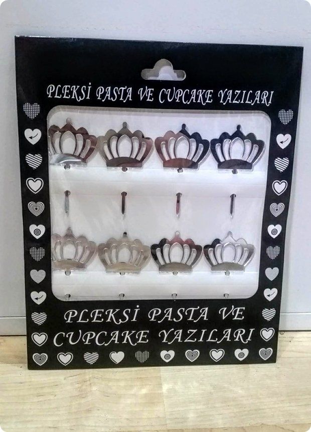 8 Li Delikli Pleksi taç ayna cup cake, pasta süsü