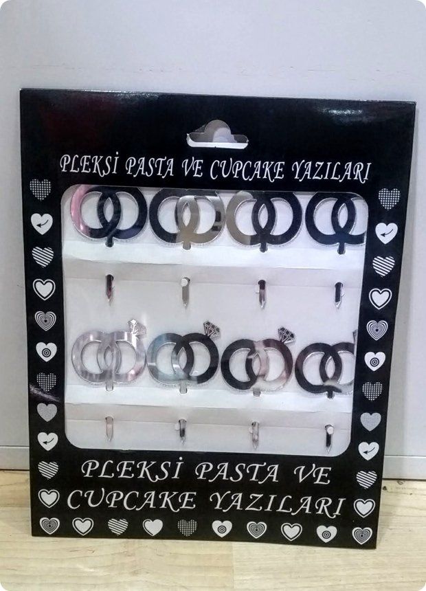 8 Li Pleksi ayna alyans, tek taş yüzük cupcake, pasta süsü