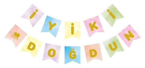 İYİKİ DOĞDUN MAKARON FLAMA RENGARENK ALTIN