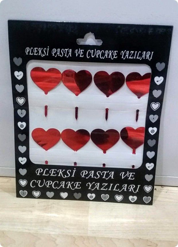 8 Li Kalp Pleksi ayna cup cake, pasta süsü