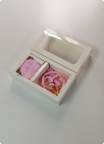 Mini Kuran Tesbihli Bölmeli Karton Asetat Kutu