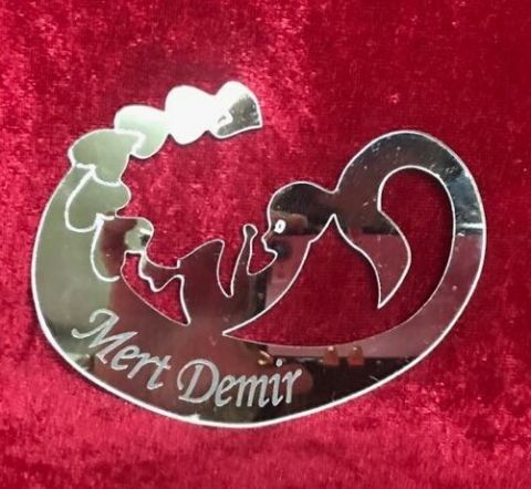 Bebekli vav pleksi aynalı bebek şekeri (6,5*8cm)
