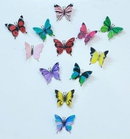 12 Li Küçük Kanatlı Renkli Kelebek (5,5cm)