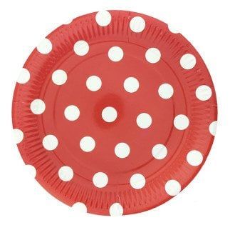 8 Lİ TABAK KARTON KIRMIZI PUANTİYELİ 23cm