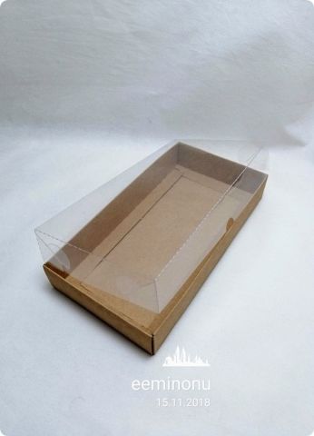 20x10x3 Cm Altı Karton, Üstü Asetat / Şeffaf Kapaklı Kutu 10 Lu