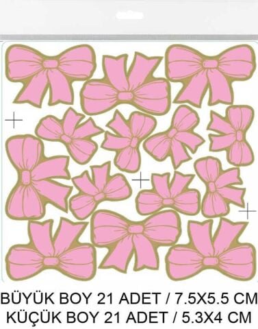 FİYONK DEKORATİF SÜS VARAKLI PEMBE SET:42 ADET