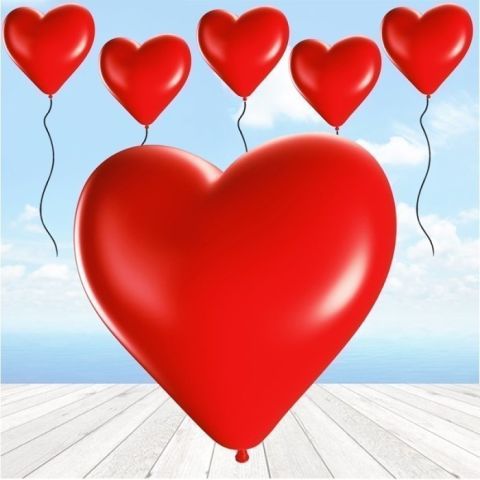 5 li Pakette Düz Kalp Balon