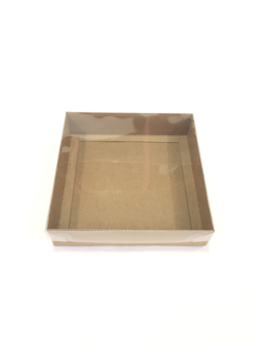 20x20x5 cm Altı Karton Asetat Kapaklı Kraft Kutu 20 li