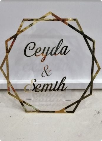 25 cm Köşeli şeffaf Pleksi ayna İsimlik