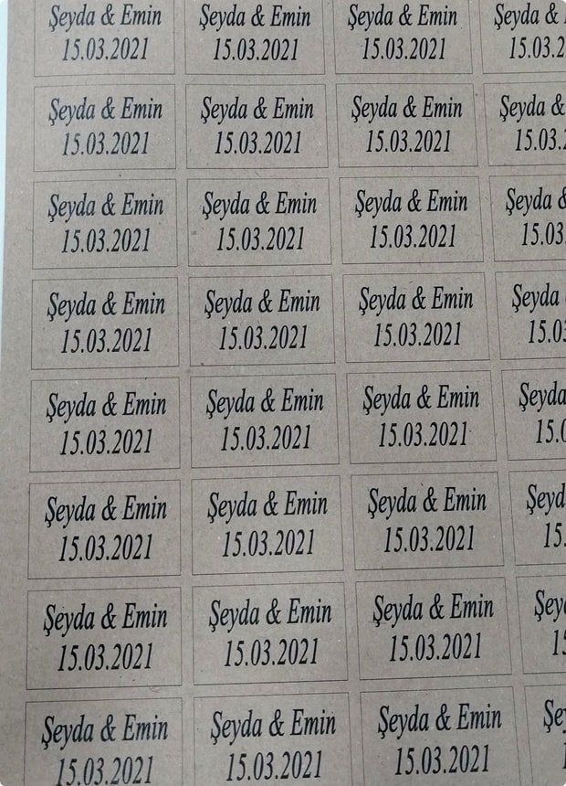 İsim Yazılı Dikdörtgen Kraft etiket 1 Sayfa (54Adet)
