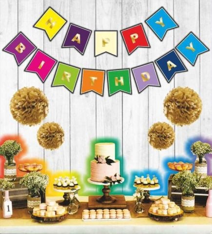 FLAMA BAYRAK HAPPY BİRTHDAY SET RENGARENK
