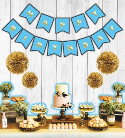FLAMA BAYRAK HAPPY BİRTHDAY SET MAVİ
