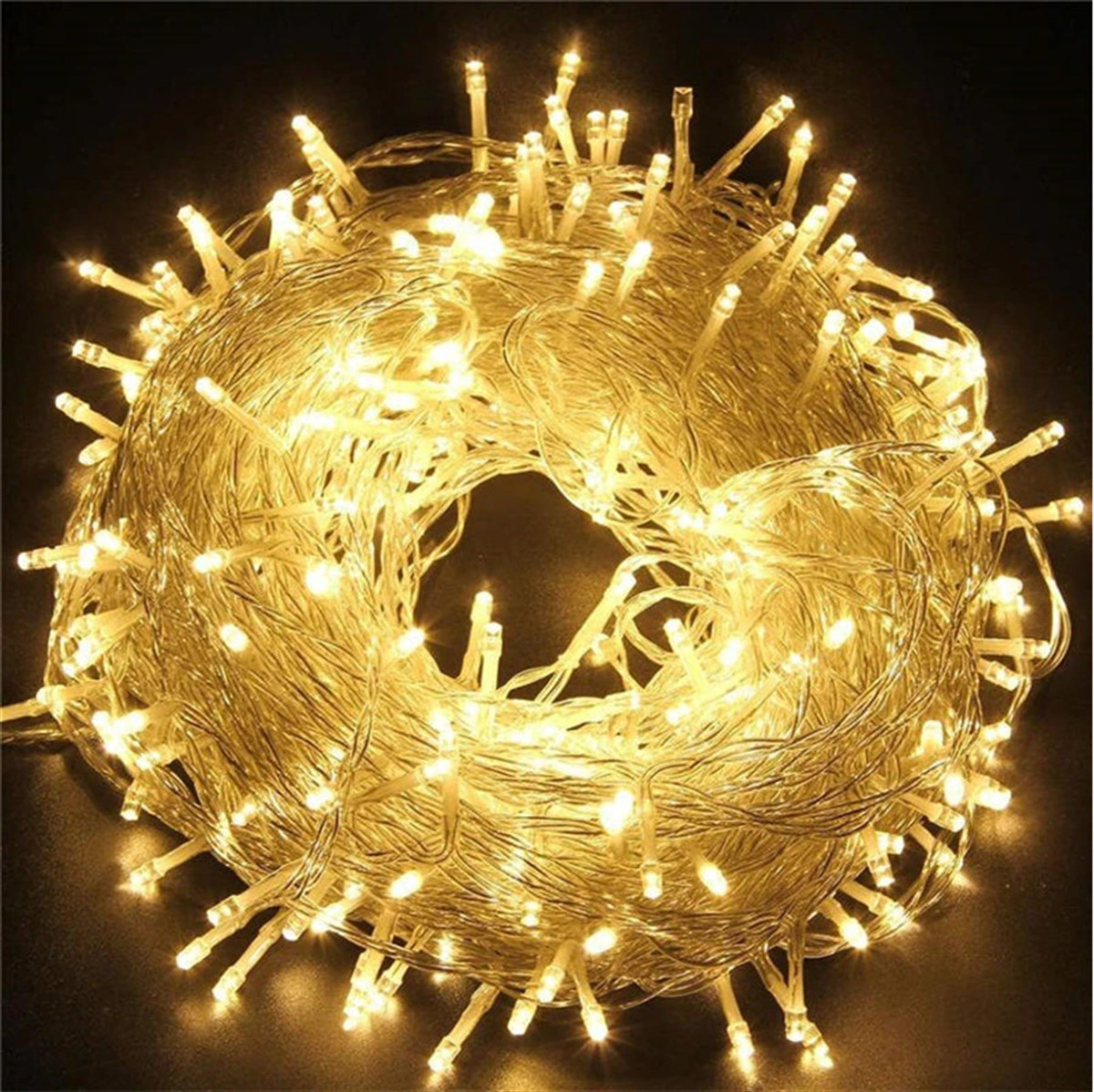10 mt Boncuk Lamba Gün Işığı 8 Fonksiyon 100 Led Fişli Uzatma Kablolu Şeffaf kablo