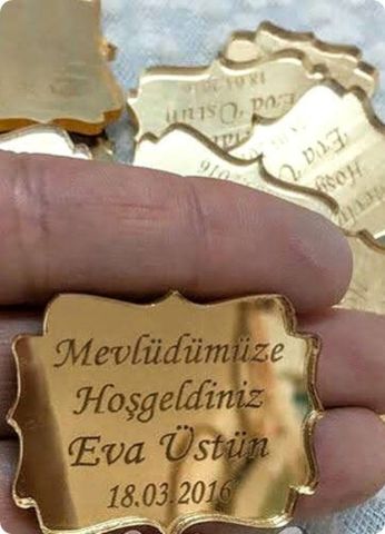Pleksi Ayna Nikah Bebek Şekeri Yasin Üzeri İsimlik