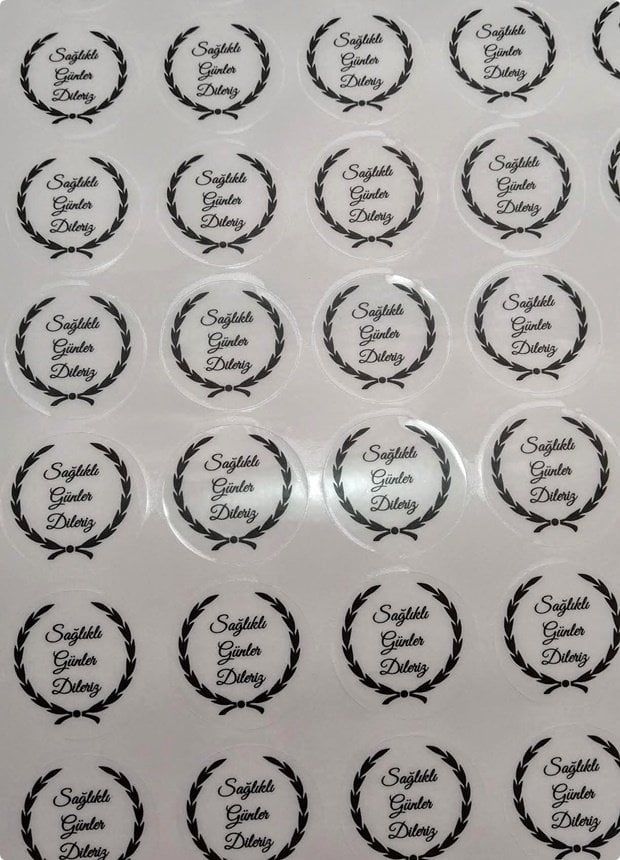 3 Cm Yuvarlak Şeffaf Sticker / Etiket 1 Sayfa (100 Adet)