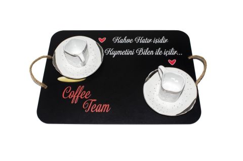 Coffee Team Ahşap Tepsi (35x35)